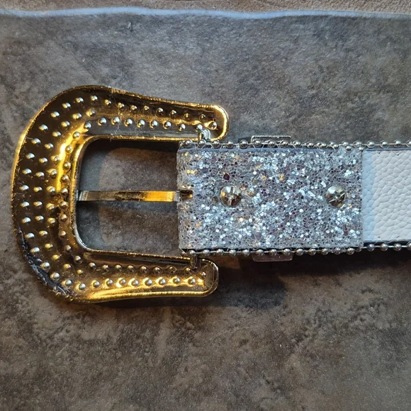 Silver Glitter Rhinestone Belt - Picture 9 of 12